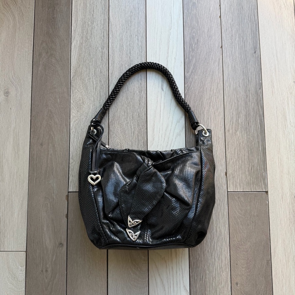 Brighton Black snake Textured Shoulder Bag - Picture 2 of 13